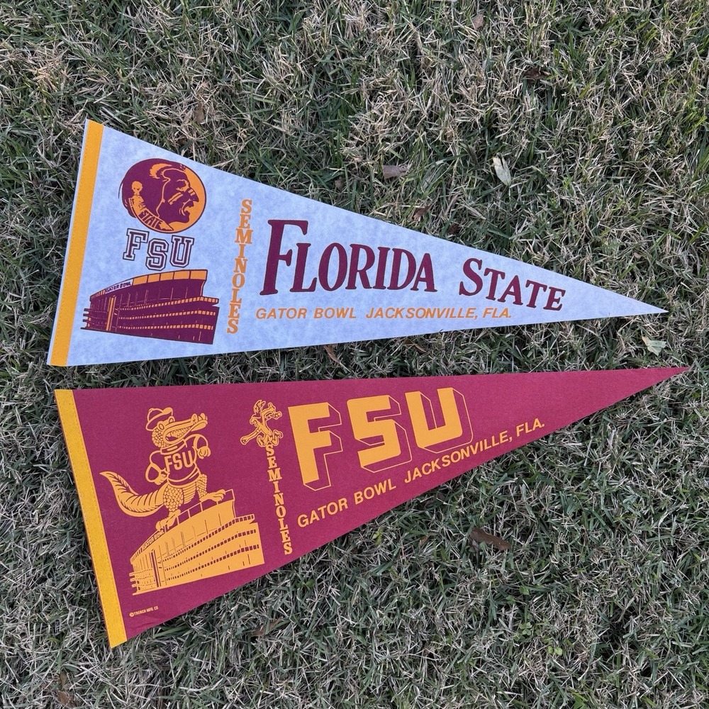 Vintage Florida State University Seminoles 30" Felt Pennant Set FSU Gator Bowl